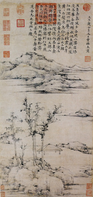 Fig. 6: Ni Zan 倪瓉 (1301-1374), The Rongxi Studio 容膝齋圖軸, 1372. Hanging scroll, ink on paper. National Palace Museum, Taipei. 