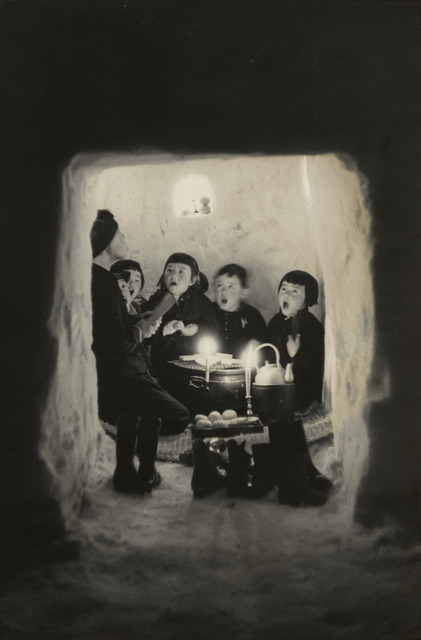 Fig. 4. Children Singing in a Snow Cave, Niigata Prefecture (1956), by Hiroshi Hamaya, gelatin silver print, © Keisuke Katano, The J. Paul Getty Museum, Los Angeles.
