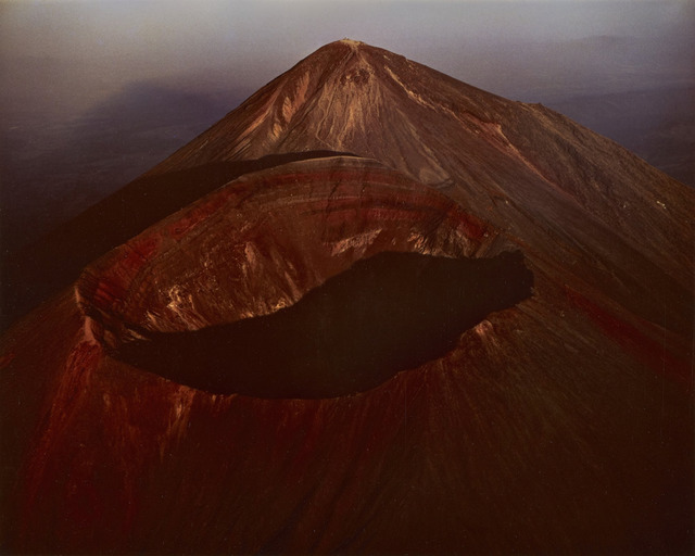Fig. 8. Peaks of Takachiho Volcano, Kagoshima and Miyazaki Prefectures, Japan (1964), by Hiroshi Hamaya, cibachrome print, © Keisuke Katano, Estate of Hiroshi Hamaya, Oiso, Japan.