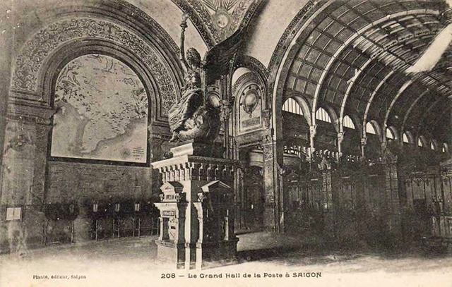 Fig. 15. George Planté, Scene in the Saigon Post Office. The map on the wall remains today, but the statue of the woman has been lost.