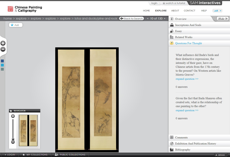 5. The Questions for Thought tab opens up objects to further discussion and shows users how to approach objects in a scholarly manner. 5. The Questions for Thought tab opens up objects to further discussion and shows users how to approach objects in a scholarly manner.