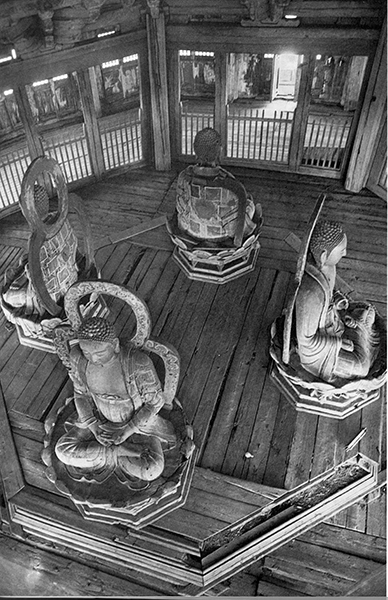 1 Buddhas of the Four Directions circling an empty center, installed on the third level of the Timber Pagoda at Fogong Monastery, Yingxian, Shanxi, China, 1056. After Cheng Mingda. Yingxian Muta (Wooden Pagoda in Yingxian), plate 74 (Beijing: Wenwu chubanshe, 1966) 1 Buddhas of the Four Directions circling an empty center, installed on the third level of the Timber Pagoda at Fogong Monastery, Yingxian, Shanxi, China, 1056. After Cheng Mingda. Yingxian Muta (Wooden Pagoda in Yingxian), plate 74 (Beijing: Wenwu chubanshe, 1966)