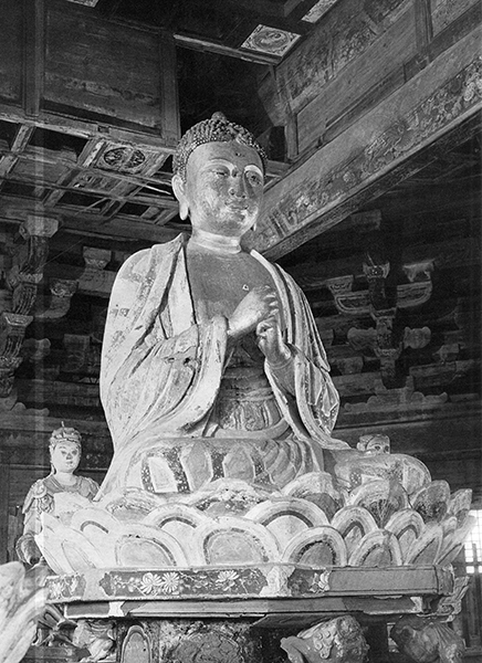 31 Vairocana Buddha, the central icon surrounded by Eight Great Bodhisattvas, on the fifth level of the Timber Pagoda. Chen, Yingxian muta, plate 131