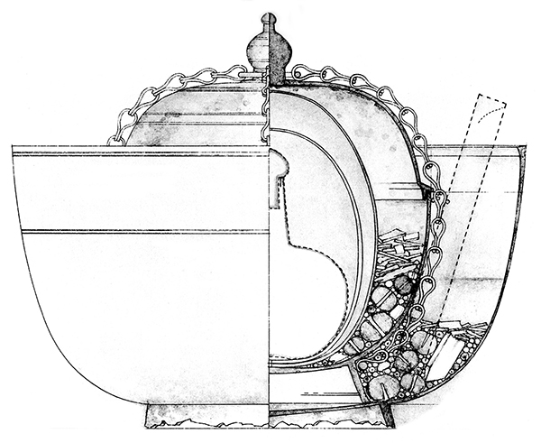 3 Diagram of the reliquary set. Hōryūji. Nara period, early 8th century. Diagram by Oba Tsunekichi. After Hōryūji Hozon Iinkai, ed., Hōryūji Gojū-no-tō hihō no chōsa (Nara: Hōryūji, 1954), plate 7 3 Diagram of the reliquary set. Hōryūji. Nara period, early 8th century. Diagram by Oba Tsunekichi. After Hōryūji Hozon Iinkai, ed., Hōryūji Gojū-no-tō hihō no chōsa (Nara: Hōryūji, 1954), plate 7