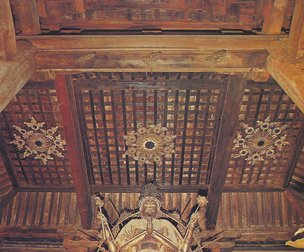 33 Heavenly umbrellas above the statues of the bodhisattva Fukūkensaku and his attendants. Hokkedō, Tōdaiji, Nara Prefecture. Nara period, 8th century. After Sekine Shun’ichi, Butsu, bosatsu to dōnai no shōgon, Nihon no bijutsu (Tokyo: Shibundō, 1989), vol. 281, plate 6 33 Heavenly umbrellas above the statues of the bodhisattva Fukūkensaku and his attendants. Hokkedō, Tōdaiji, Nara Prefecture. Nara period, 8th century. After Sekine Shun’ichi, Butsu, bosatsu to dōnai no shōgon, Nihon no bijutsu (Tokyo: Shibundō, 1989), vol. 281, plate 6