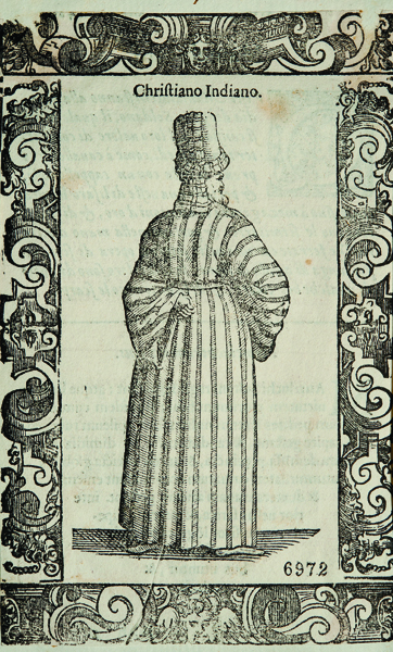 Figure 4. Chrieger Christopher and Cesare Vecellio, Donna del Cairo (top) and Christiano Indiano (bottom), from Clothes of Ancient and Modern of the Different Parts of the World, 1590–­99. Woodcut, 9.5 x 15.1 cm. Museums of Art and History, Pinacoteca Tosio Martinengo