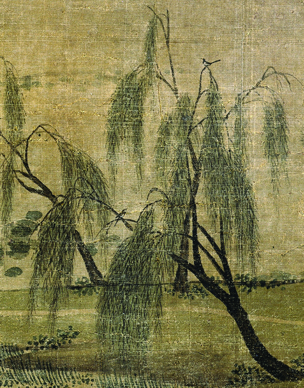 Figure 3a. Zhao Lingrang, Summer Mist along the Lakeshore, detail of two birds in willows