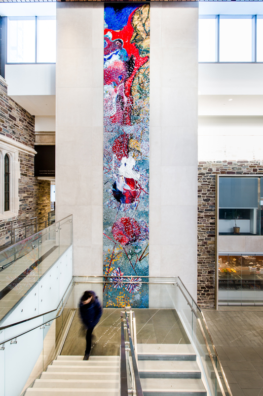 Figure 1. Shahzia Sikander (b. 1969), Ecstasy as Sublime, Heart as Vector, 2016. Glass, stone, and marble mosaic, H. 20.12 m (66 ft.). Julis Romo Rabinowitz and Louis A. Simpson International Building, Princeton University, Princeton, New Jersey. Permanent Site-Specific Commission. Photography: Ricardo Barros, courtesy of Princeton University. Artwork © Shahzia Sikander