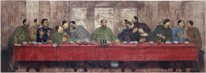Figure 1. Zhang Hongtu (b. 1943), The Last Banquet, 1989. Laser prints, pages from the Red Book, and acrylic on canvas; 152.4 x 426.7 cm (60 x 168 in.). Collection of the artist