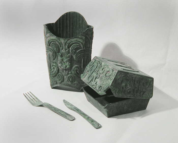 Figure 3. Zhang Hongtu, Mai Dang Lao (McDonald’s), 2002. Cast bronze, actual size of paperboard McDonald’s containers. Collection of the artist Figure 3. Zhang Hongtu, Mai Dang Lao (McDonald’s), 2002. Cast bronze, actual size of paperboard McDonald’s containers. Collection of the artist