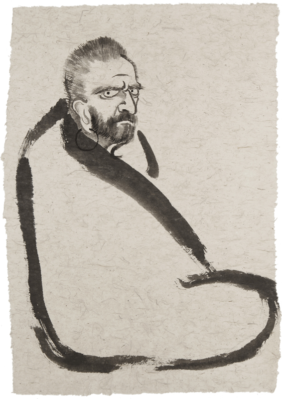 Figure 5. Zhang Hongtu, no. 18 of Van Gogh/Bodhidharma, 2014. Ink on paper, 99.1 x 71.1 cm (39 x 28 in.). Collection of the artist