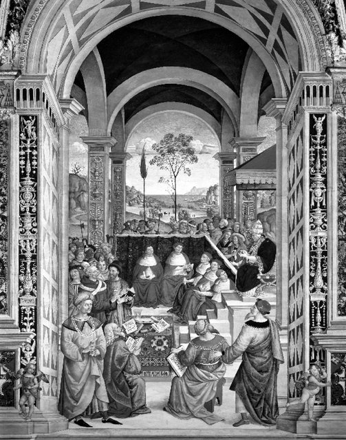 Fig. 5. Pintoricchio (Italian, 1454-1513), Pius II summons an assembly in Mantua for a crusade against the Turks. Libreria Piccolomini, Duomo, Siena, Italy.: Scala / Art Resource, NY. Fig. 5. Pintoricchio (Italian, 1454-1513), Pius II summons an assembly in Mantua for a crusade against the Turks. Libreria Piccolomini, Duomo, Siena, Italy.: Scala / Art Resource, NY.