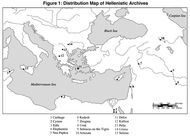 Fig. 1. Distribution map of Hellenisic archives.