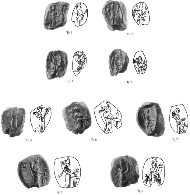Fig. 8. Selected Tyche sealings from Kedesh. Scale 2:1.