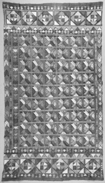 Phulkari shawl, first half of 20th century.
Homespun cotton cloth with silk embroidery, 237 x 133.6 cm.
Anonymous gift in honor of Karuna and Brijen Goswamy, 2005/2.10 Phulkari shawl, first half of 20th century.
Homespun cotton cloth with silk embroidery, 237 x 133.6 cm.
Anonymous gift in honor of Karuna and Brijen Goswamy, 2005/2.10