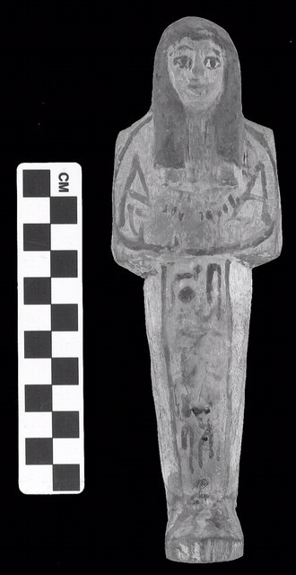 Fig. 7. Shabti figure, wood and paint; ca. 1293-1185 BCE (Nineteenth Dynasty), from Sedment, Egypt, 19 x 6.3 x 4.5 cm. William Flinders Petrie Donation, 1921, KM 1903. Fig. 7. Shabti figure, wood and paint; ca. 1293-1185 BCE (Nineteenth Dynasty), from Sedment, Egypt, 19 x 6.3 x 4.5 cm. William Flinders Petrie Donation, 1921, KM 1903.