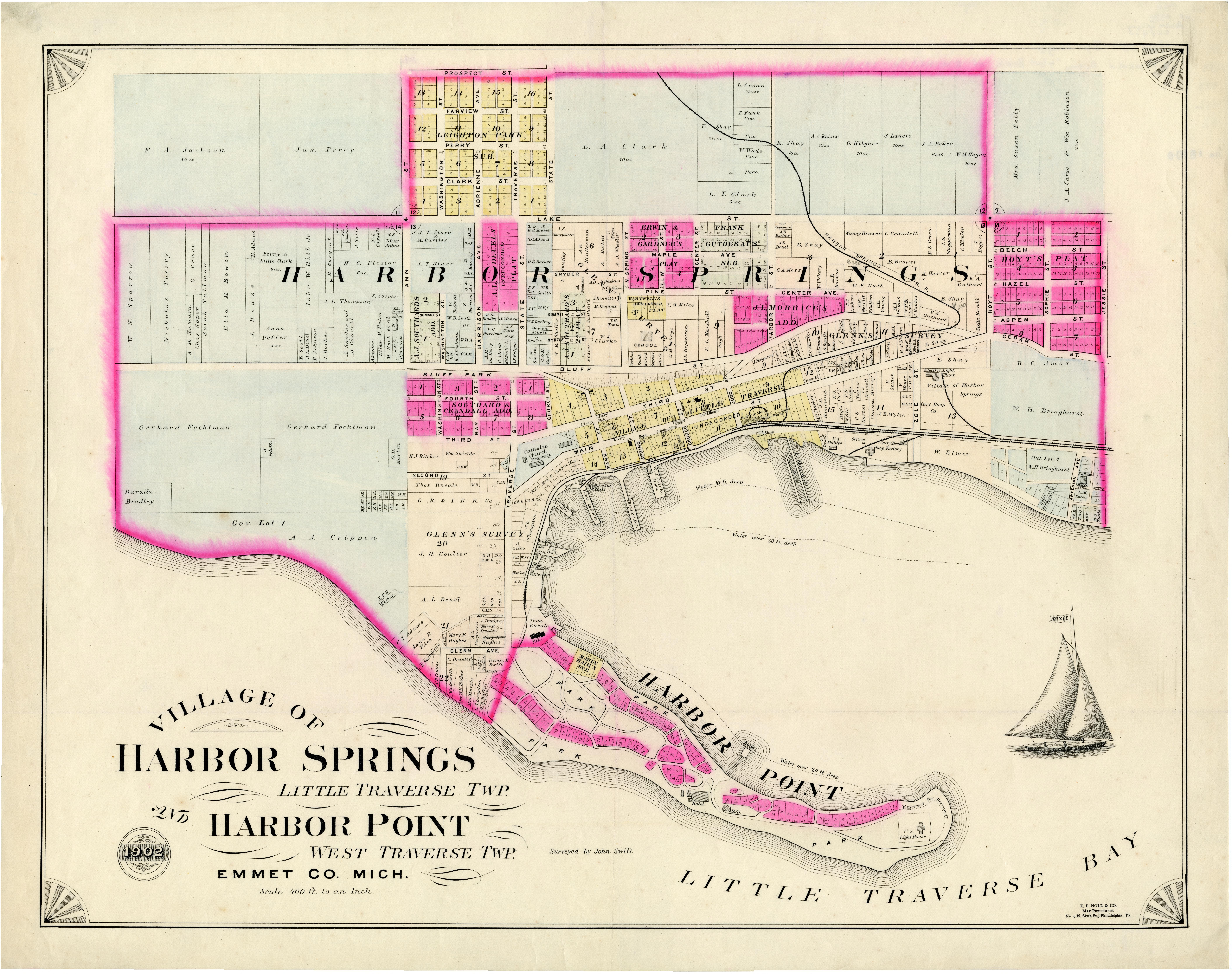 Harbor Springs Michigan Map Bentley Image Bank, Bentley Historical Library: Village Of Harbor Springs,  Little Traverse Twp. And Harbor Point, West Traverse Twp., Emmet County, Mi,  1902, Plat Map.