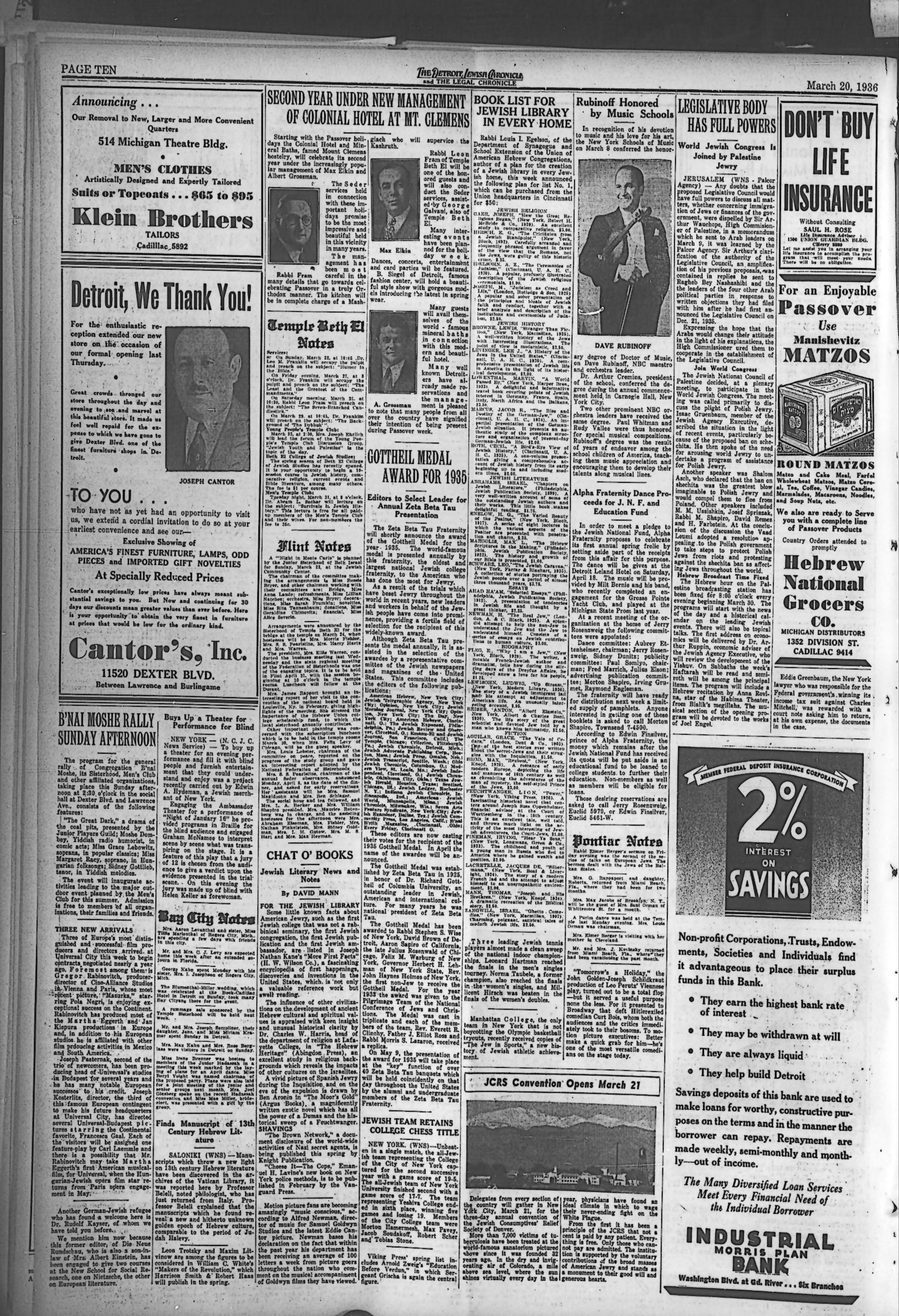 The Detroit Jewish News Digital Archives March 1936 Image 10 The Detroit Jewish News Digital Archives March 1936 Image 10
