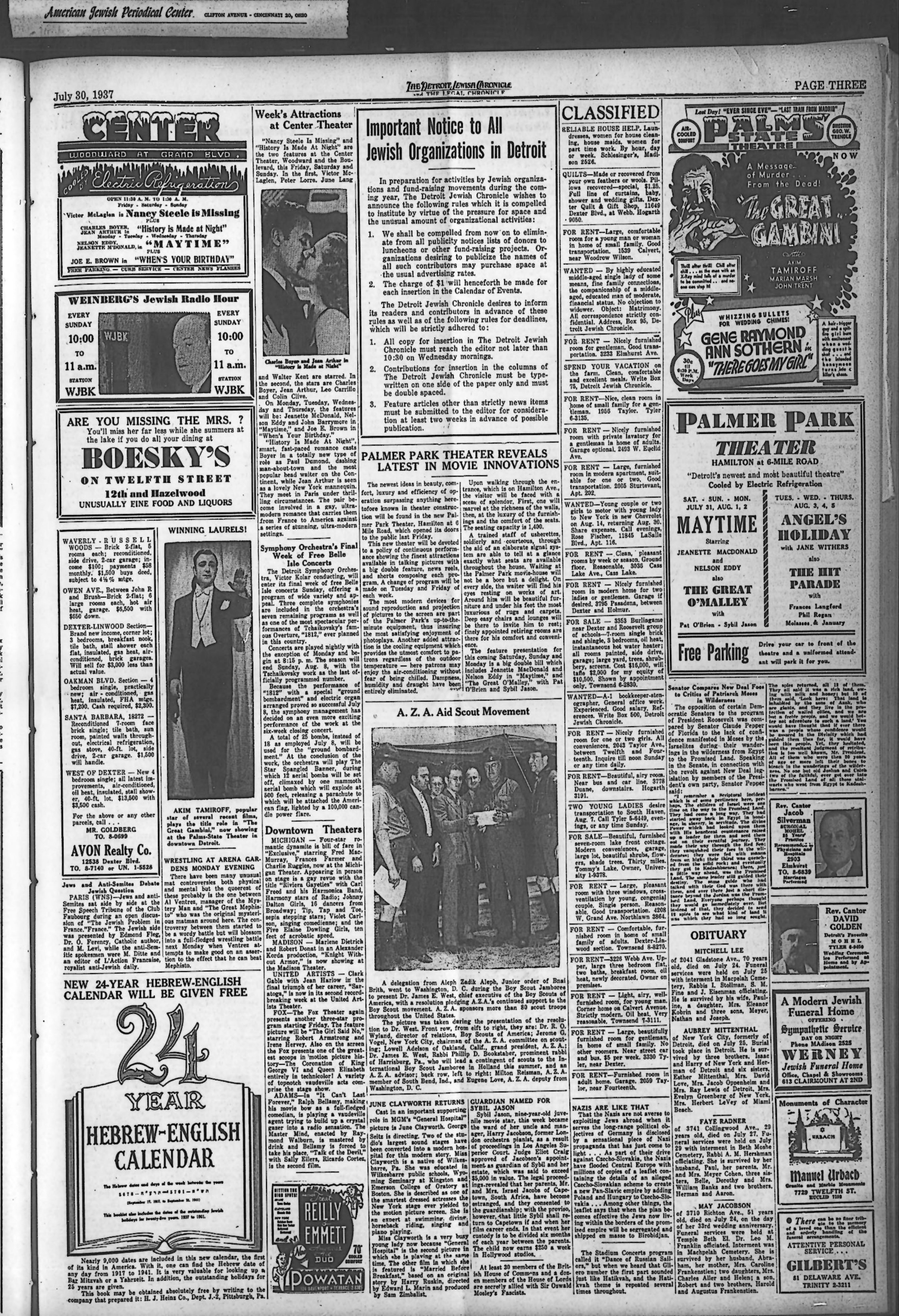 The Detroit Jewish News Digital Archives July 30 1937 Image 3