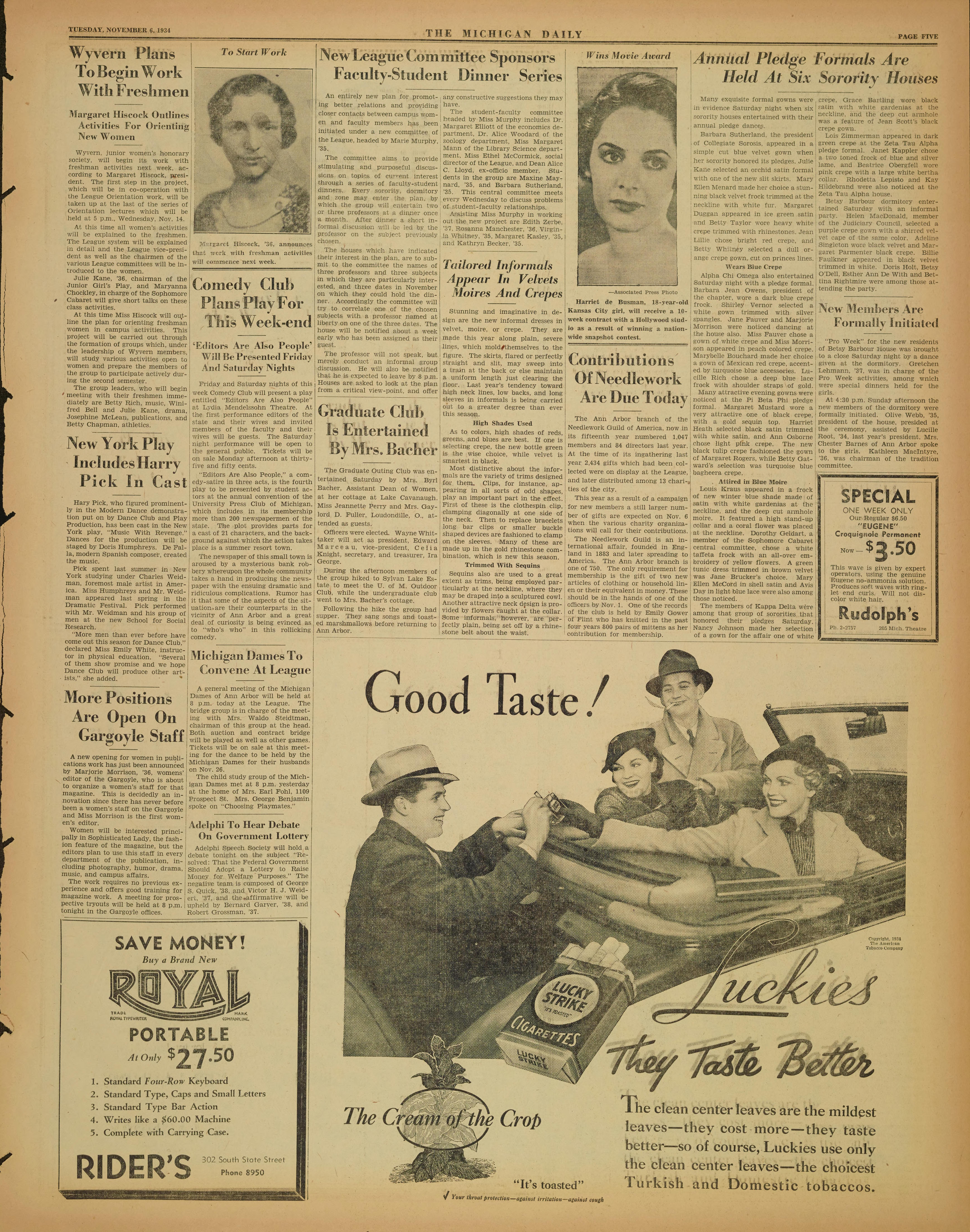 Michigan Daily Digital Archives - November 06, 1934 (vol. 45, iss