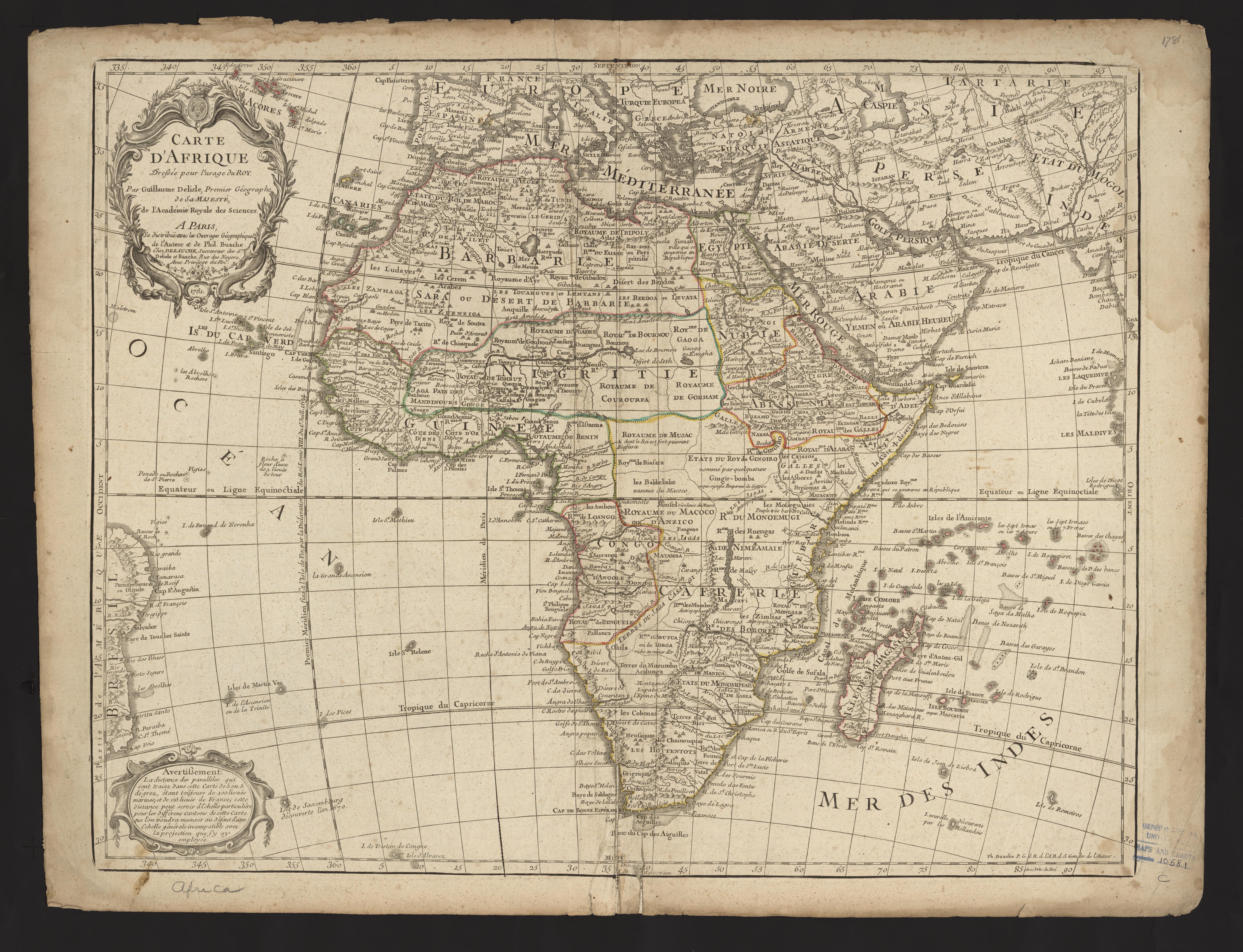 Um Clark Library Maps Carte D Afrique Dressee Pour L Usage Du Roy Dezauche