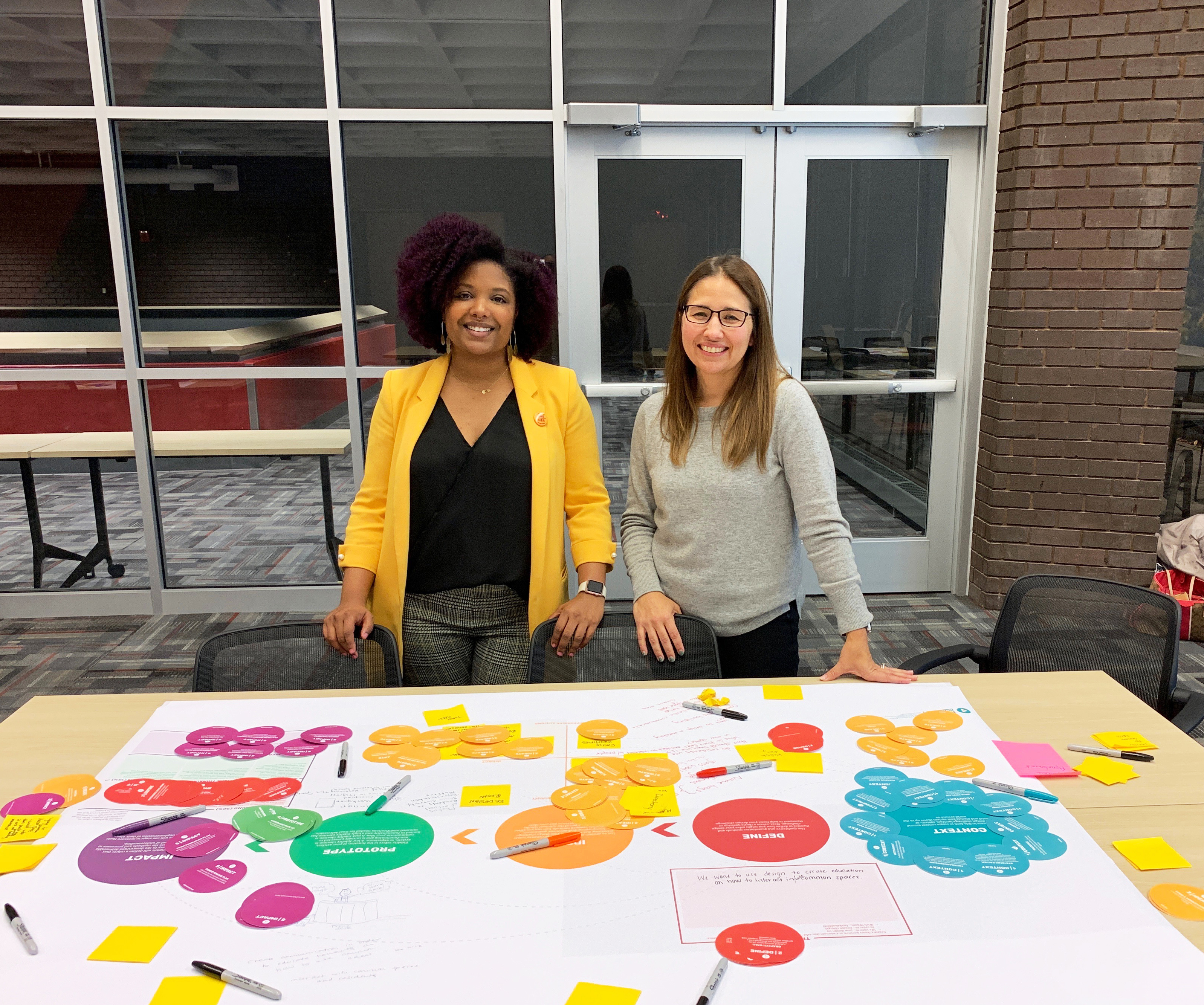 Figure 5: Terresa Moses and Lisa E. Mercer standing in front of the “Racism Untaught” toolkit after completing the facilitation of a workshop in November 2019. Figure 5: Terresa Moses and Lisa E. Mercer standing in front of the “Racism Untaught” toolkit after completing the facilitation of a workshop in November 2019.
