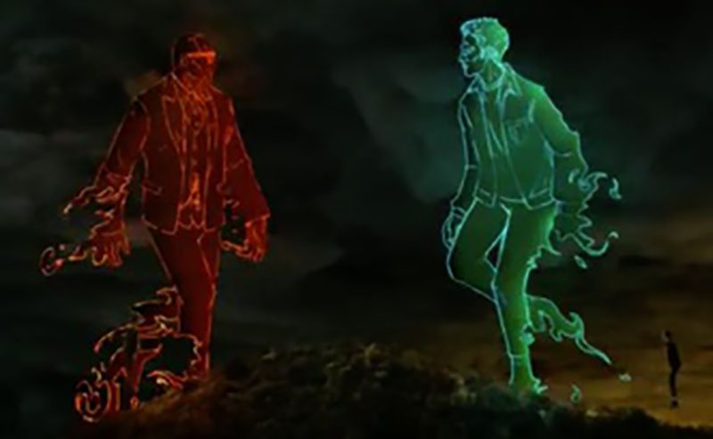 Figure 1: David (Dan Stevens) and Farouk (Navid Negahban) prepare to battle to the death in Chapter 19 of Noah Hawley’s Legion (2018). Figure 1: David (Dan Stevens) and Farouk (Navid Negahban) prepare to battle to the death in Chapter 19 of Noah Hawley’s Legion (2018).