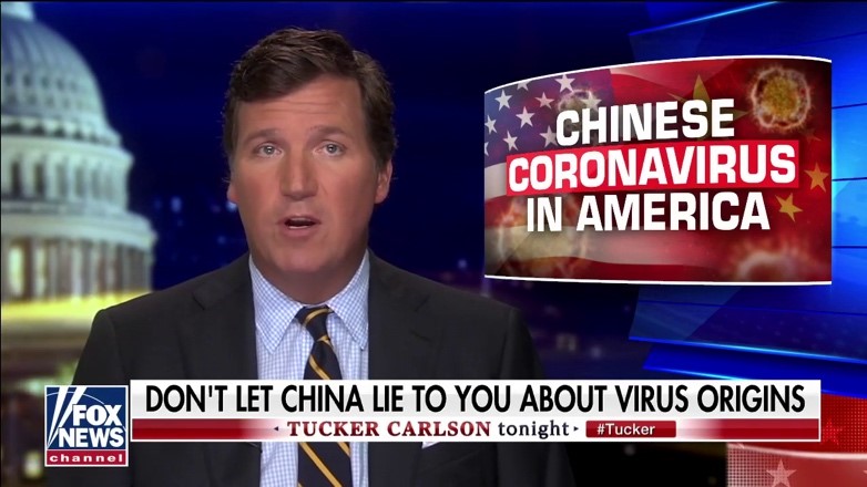 Figure 3: Fox News’ and Tucker Carlson’s aesthetics form an amalgam - alarmist, forceful, brutalist, and reassuring. Figure 3: Fox News’ and Tucker Carlson’s aesthetics form an amalgam - alarmist, forceful, brutalist, and reassuring.