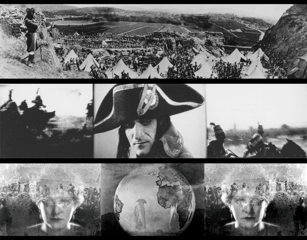 Frames from the concluding sequence of Abel Gance’s Napoléon (1927), which used the Polyvision process—three film strips projected simultaneously—to create an ultra-widescreen composition. Source: British Film Institute. Frames from the concluding sequence of Abel Gance’s Napoléon (1927), which used the Polyvision process—three film strips projected simultaneously—to create an ultra-widescreen composition. Source: British Film Institute.