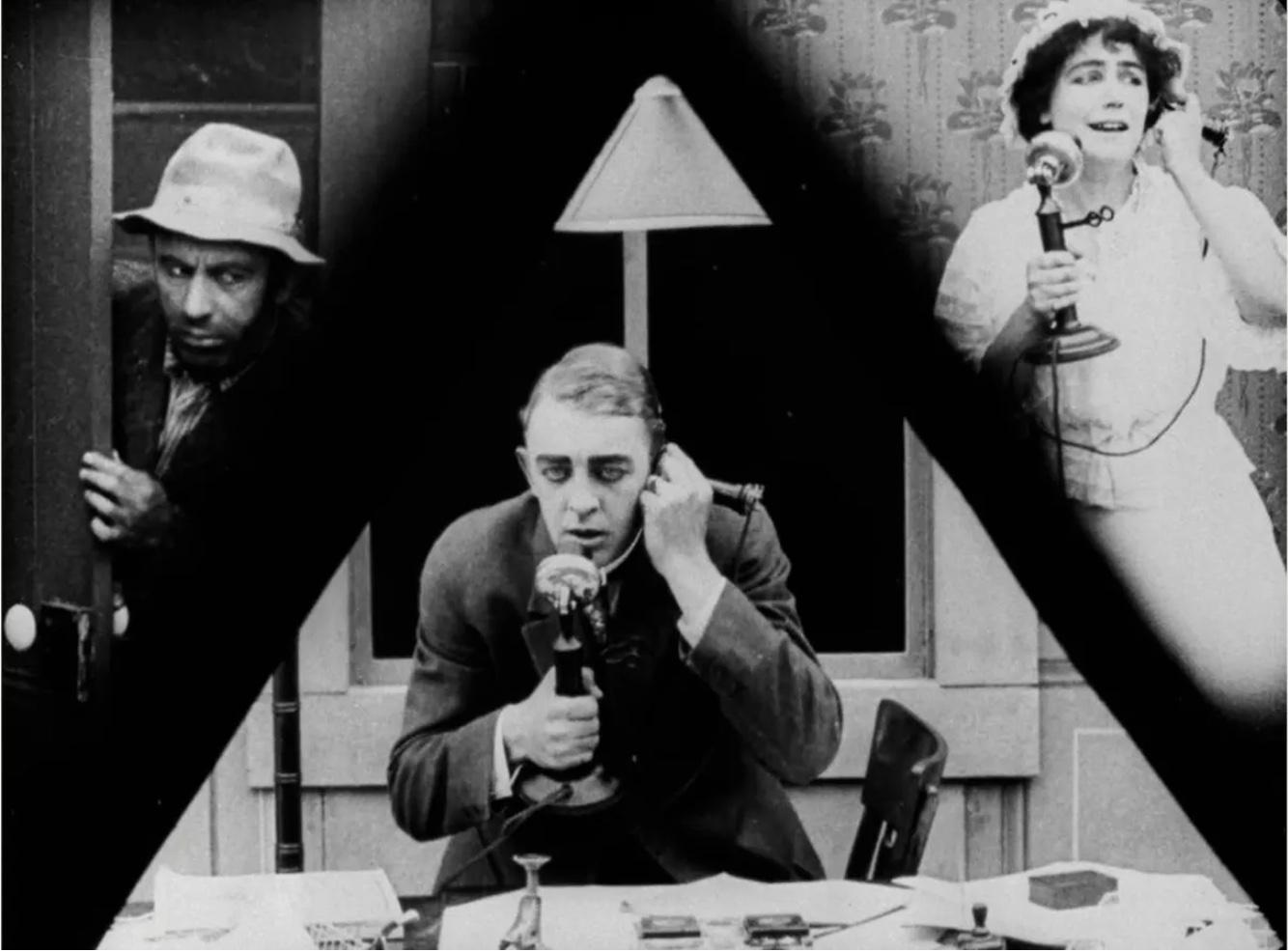 An early use of split-screen effect dramatizes a tense situation—a tramp menaces a housewife while her husband works late at the office—in Lois Weber’s Suspense (1913), the earliest work inducted into the National Film Registry in 2020. An early use of split-screen effect dramatizes a tense situation—a tramp menaces a housewife while her husband works late at the office—in Lois Weber’s Suspense (1913), the earliest work inducted into the National Film Registry in 2020.