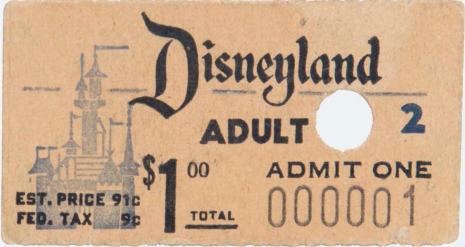 A ticket from Disneyland’s opening day in 1955, one of more than four hundred and fifty items on display at the “Inside the Walt Disney Archives” exhibit. A ticket from Disneyland’s opening day in 1955, one of more than four hundred and fifty items on display at the “Inside the Walt Disney Archives” exhibit.