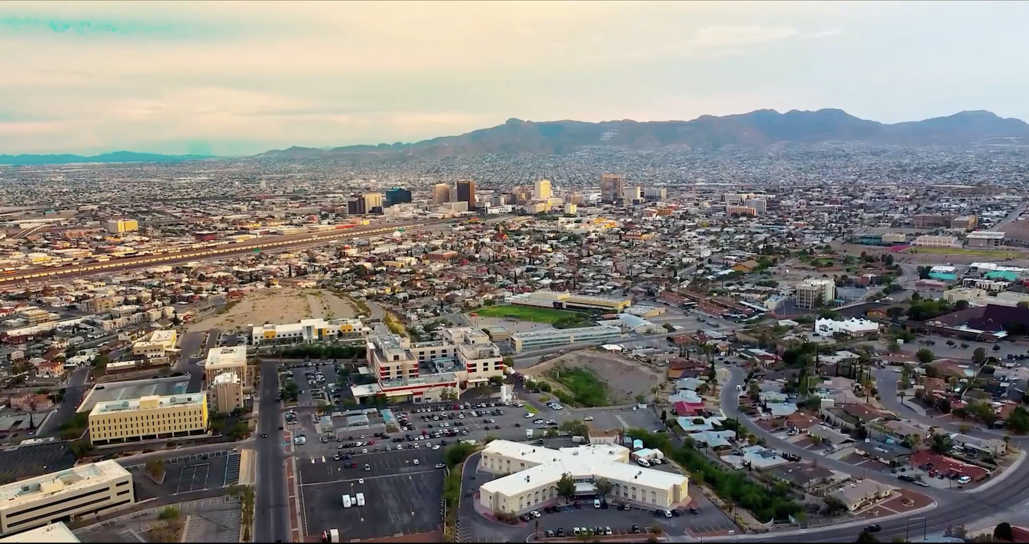 Figure 2. A wide- and high-angle daytime shot of the El Paso-Juarez metroplex taken from the vantage point of Scenic Drive. Screenshot from “History of Food Trucks, El Paso, TX” (Dir. Omar Garcia, 2023). Courtesy of director. Figure 2. A wide- and high-angle daytime shot of the El Paso-Juarez metroplex taken from the vantage point of Scenic Drive. Screenshot from “History of Food Trucks, El Paso, TX” (Dir. Omar Garcia, 2023). Courtesy of director.