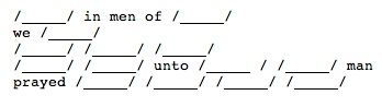 Figure 1.3: Selection from Jackson Mac Low’s “5.2.3.6.5., the 3rd biblical poem” from (Macdonald 2009) Figure 1.3: Selection from Jackson Mac Low’s “5.2.3.6.5., the 3rd biblical poem” from (Macdonald 2009)