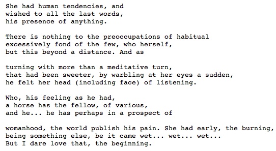 Figure 3.18: Result from “human accommodating increasing levels of machine randomness” method with punctuation to improve TTS. Source texts: Middlemarch by George Eliot, the Kama Sutra of Vatsyayana, the Manifesto of the Communist Party by Marx and Engels Figure 3.18: Result from “human accommodating increasing levels of machine randomness” method with punctuation to improve TTS. Source texts: Middlemarch by George Eliot, the Kama Sutra of Vatsyayana, the Manifesto of the Communist Party by Marx and Engels