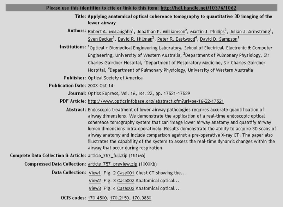 Figure 1—A page from the “MIDAS” database from which each of a paper’s associated data sets can be accessed externally from its published article. Through this mechanism each dataset can be individually indexed, is searchable through a variety of search engines, and can be individually downloaded. Figure 1—A page from the “MIDAS” database from which each of a paper’s associated data sets can be accessed externally from its published article. Through this mechanism each dataset can be individually indexed, is searchable through a variety of search engines, and can be individually downloaded.