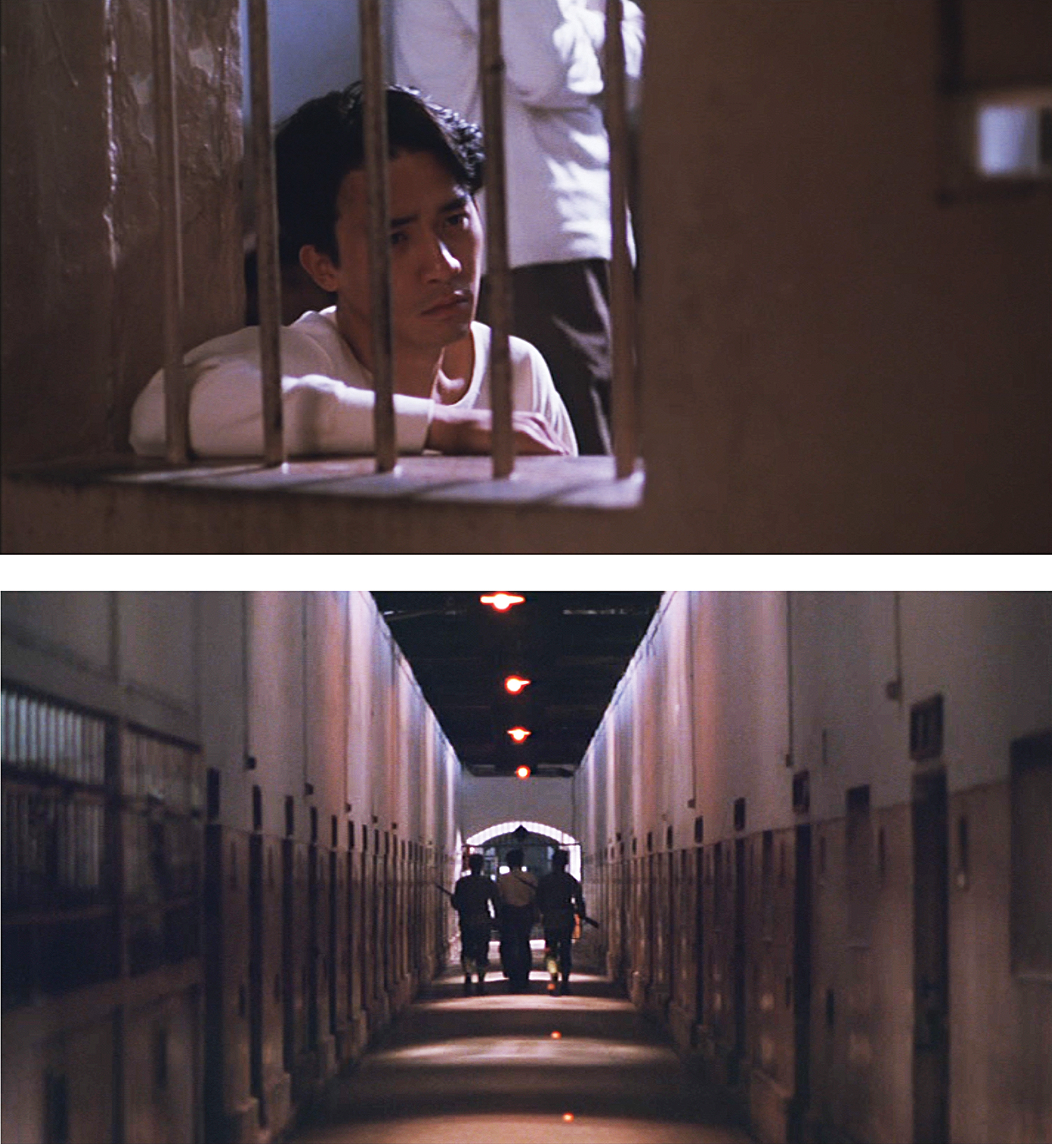 Fig. 9. In one of the most astounding scenes of City of Sadness, Wen-ching sits in prison as KMT guards brusquely take a few men away. He cannot hear their receding footsteps or the sound of gunfire that follows. Fig. 9. In one of the most astounding scenes of City of Sadness, Wen-ching sits in prison as KMT guards brusquely take a few men away. He cannot hear their receding footsteps or the sound of gunfire that follows.