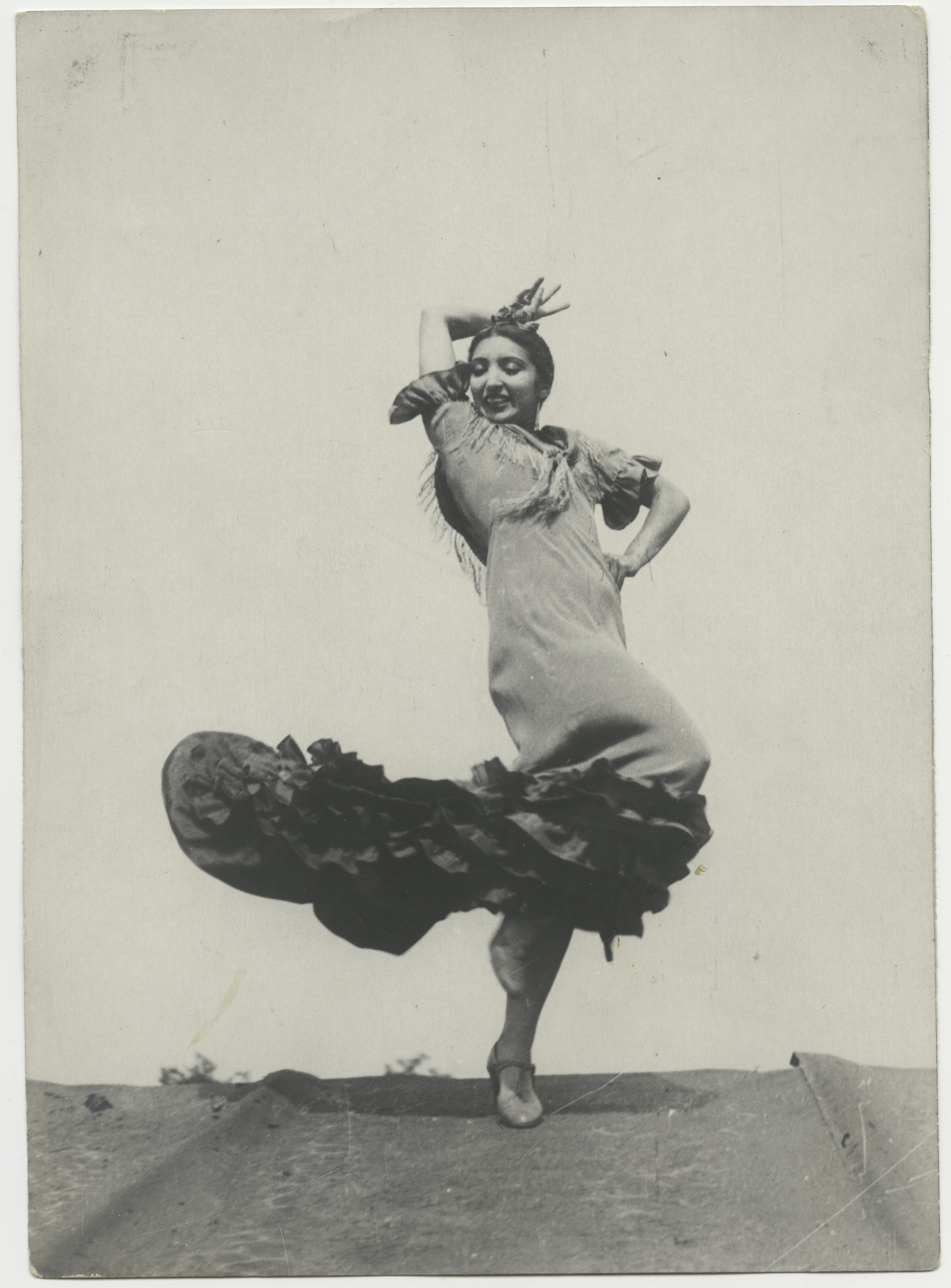 Figure 7.1. Pauline Koner wearing a flamenco dress performing a Spanish dance, circa 1935–36. Photograph, Pauline Koner Papers, 1905–2000, New York Public Library for the Performing Arts. Credit: Jerome Robbins Dance Division, New York Public Library for the Performing Arts, Astor, Lenox and Tilden Foundations. Figure 7.1. Pauline Koner wearing a flamenco dress performing a Spanish dance, circa 1935–36. Photograph, Pauline Koner Papers, 1905–2000, New York Public Library for the Performing Arts. Credit: Jerome Robbins Dance Division, New York Public Library for the Performing Arts, Astor, Lenox and Tilden Foundations.