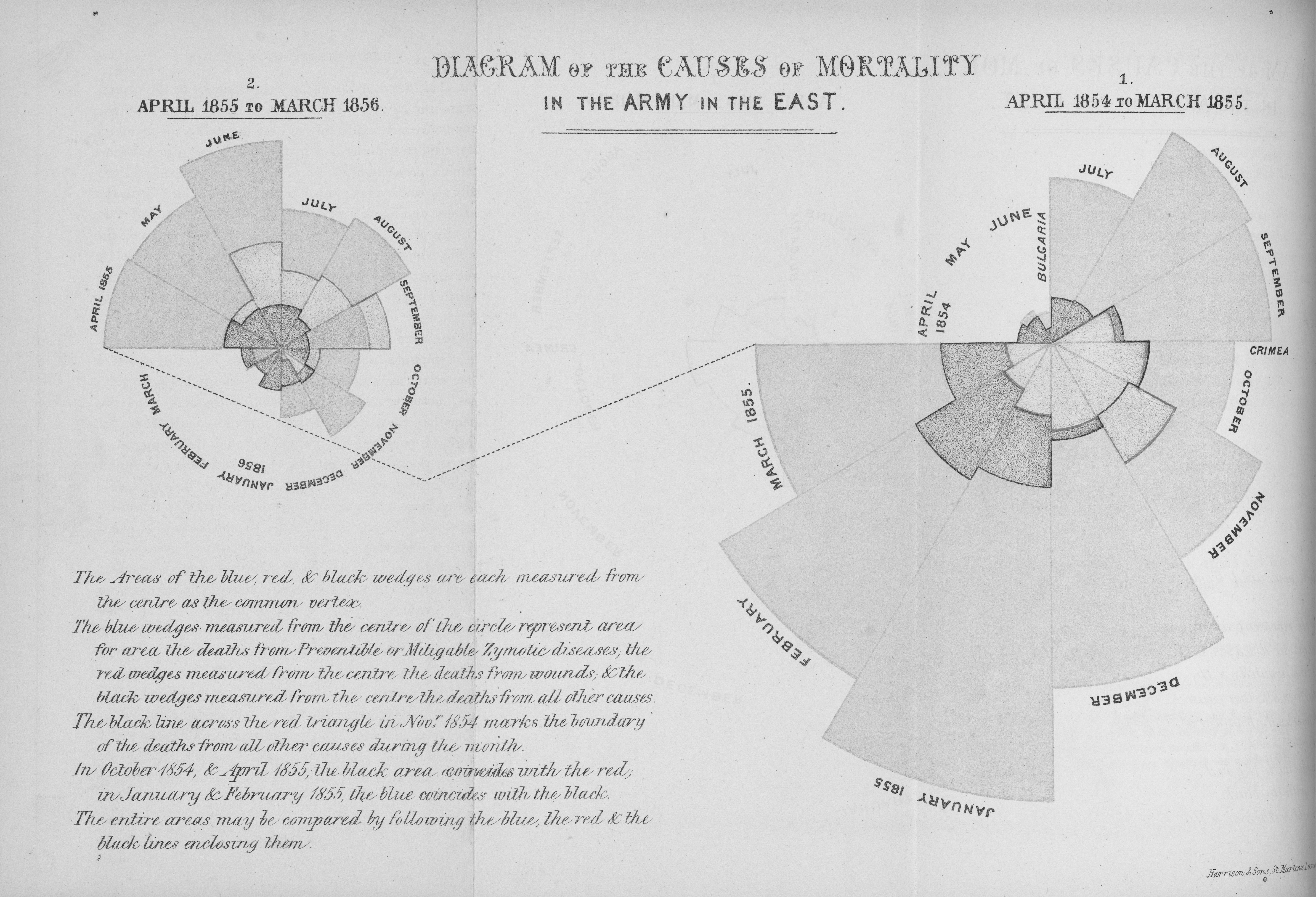 Figure 10-d.Nursing scientific innovation—Nightingale’s polar area plot showing observed cyclical trends of soldier mortality. Figure 10-d.Nursing scientific innovation—Nightingale’s polar area plot showing observed cyclical trends of soldier mortality.