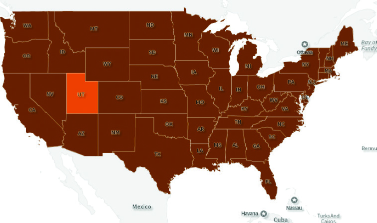 Figure 14: Map of median age in the U.S. made with SocialExplorer.com and
visualized into three age groups: under 20, 20-30, and over 30 years of age. Figure 14: Map of median age in the U.S. made with SocialExplorer.com and
visualized into three age groups: under 20, 20-30, and over 30 years of age.