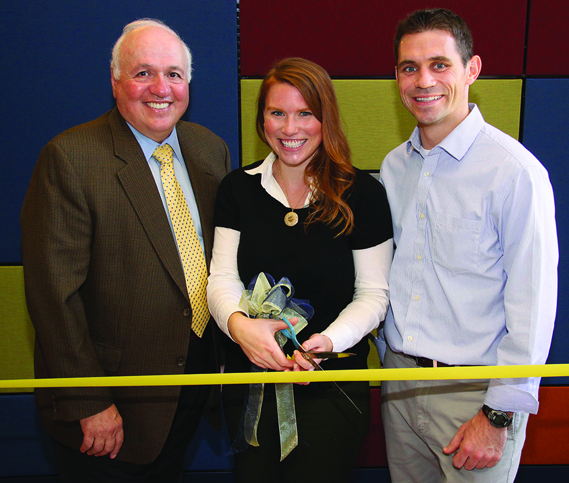 Dean Peter Polverini joins Emily Kennedy (DDS 2013) and Aaron Ruhlig (DDS 2014) for the ribbon-cutting ceremony marking the opening of “The Commons” study area. Dean Peter Polverini joins Emily Kennedy (DDS 2013) and Aaron Ruhlig (DDS 2014) for the ribbon-cutting ceremony marking the opening of “The Commons” study area.