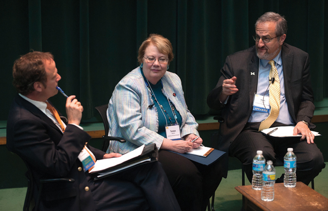 Andrew Hoffman, University of Michigan (moderator); Teresa Sullivan, University of Virginia; Mark Schlissel, University of Michigan Andrew Hoffman, University of Michigan (moderator); Teresa Sullivan, University of Virginia; Mark Schlissel, University of Michigan