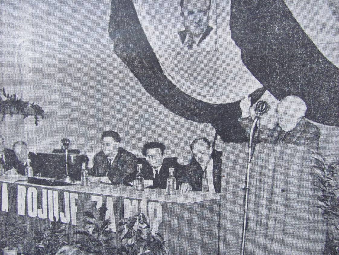 Figure 4. Zdeněk Nejedlý at the podium one year later at the UCC’s second plenary conference in 1951. Figure 4. Zdeněk Nejedlý at the podium one year later at the UCC’s second plenary conference in 1951.