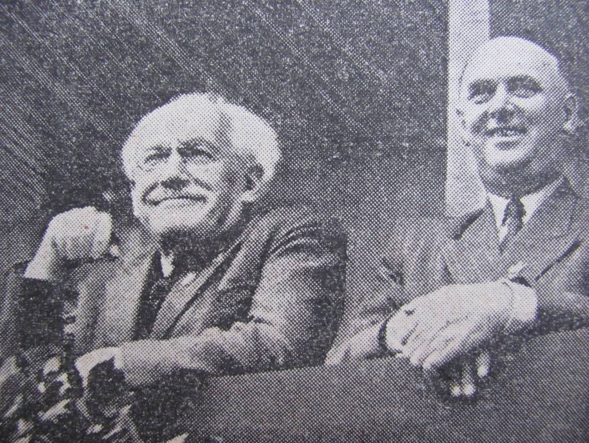 Figure 7. Ministers Zdeněk Nejedlý and Václav Kopecký watching the May-day parade from the platform, ca. 1948-53. Figure 7. Ministers Zdeněk Nejedlý and Václav Kopecký watching the May-day parade from the platform, ca. 1948-53.