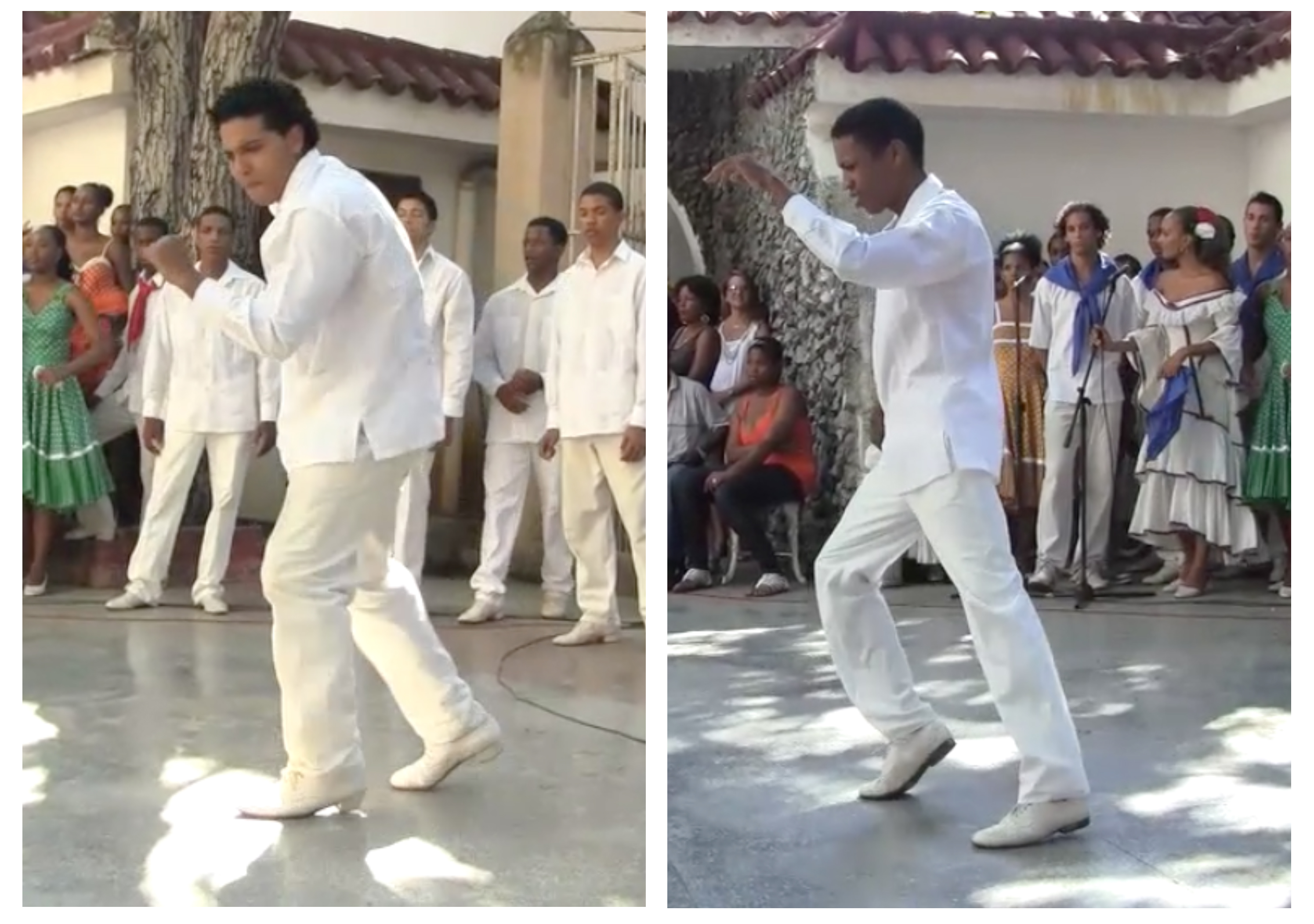 Traveling step (image on left shows diagonal movement, image on right shows horizontal movement) the feet are brought together on accented beat. Traveling step (image on left shows diagonal movement, image on right shows horizontal movement) the feet are brought together on accented beat.