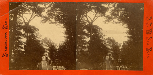 Fig.11. Attributed to John Gulick, ‘Bay of Yokohama,’ albumen-print stereoview published by the P.F. Weil studio in c.1870 and reproduced from an earlier 1862-63 negative or print. This stereo shows the view from the Hongakuji Temple, Kanagawa, the home of the American Consulate. Author’s Collection. Fig.11. Attributed to John Gulick, ‘Bay of Yokohama,’ albumen-print stereoview published by the P.F. Weil studio in c.1870 and reproduced from an earlier 1862-63 negative or print. This stereo shows the view from the Hongakuji Temple, Kanagawa, the home of the American Consulate. Author’s Collection.