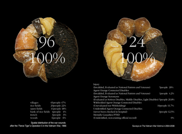 A Donut Diagram B, Surveys on the Vietnam War Victims in 2004-2008, c-print, 122×87.5cm, 2008. 