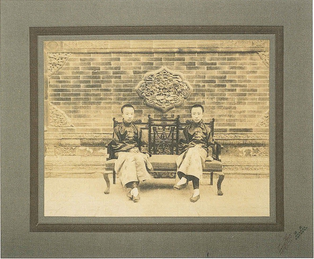 Fig.2: Double-exposure portrait of Puyi, early 1900s, gelatin silver print on card, photographer unknown. Fig.2: Double-exposure portrait of Puyi, early 1900s, gelatin silver print on card, photographer unknown.