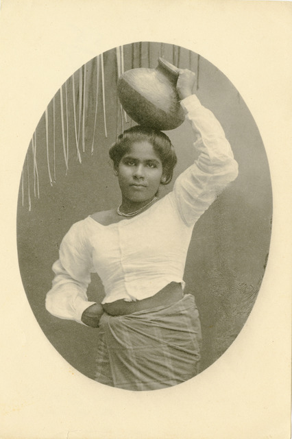 Fig. 2. Plâté & Co. Singhalese Girl, Carrying Water Chatty on Head. Photo courtesy of the collection of Dr. Helga Wall-Apelt, TR2007.2823.178, Sarasota, Florida. Fig. 2. Plâté & Co. Singhalese Girl, Carrying Water Chatty on Head. Photo courtesy of the collection of Dr. Helga Wall-Apelt, TR2007.2823.178, Sarasota, Florida.