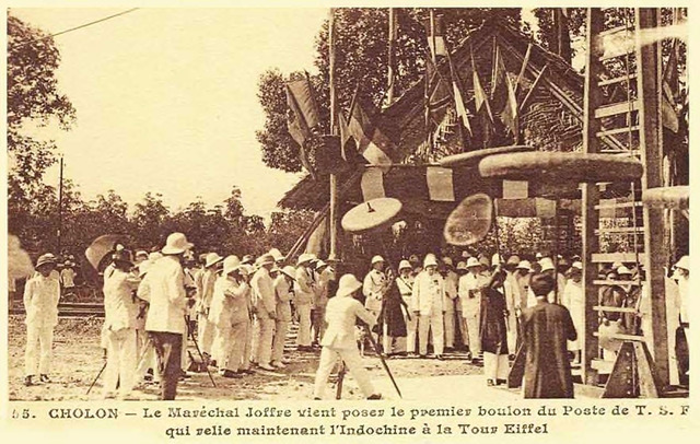 Fig. 22. Gabriel Paullussen, Captain Joffre, Cholon, in front of the telegraph office linking Indochina through Marseille to the Eiffel Tower. 