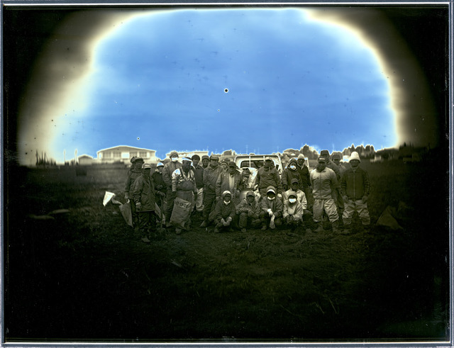 Fig. 5. Takashi Arai, Farmers at decontamination work, Minami Soma, from the series Here and There – Tomorrow’s Islands, 2012, 19,3 x 25,2 cm, daguerreotype, © 2012 Takashi Arai, courtesy of the artist. Fig. 5. Takashi Arai, Farmers at decontamination work, Minami Soma, from the series Here and There – Tomorrow’s Islands, 2012, 19,3 x 25,2 cm, daguerreotype, © 2012 Takashi Arai, courtesy of the artist.